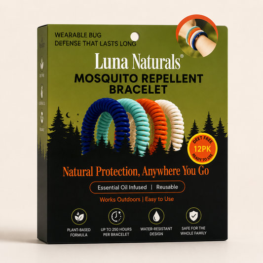Natural Mosquito Repellent Bracelets - 12 Pack | DEET-Free Outdoor Protection for Kids & Adults