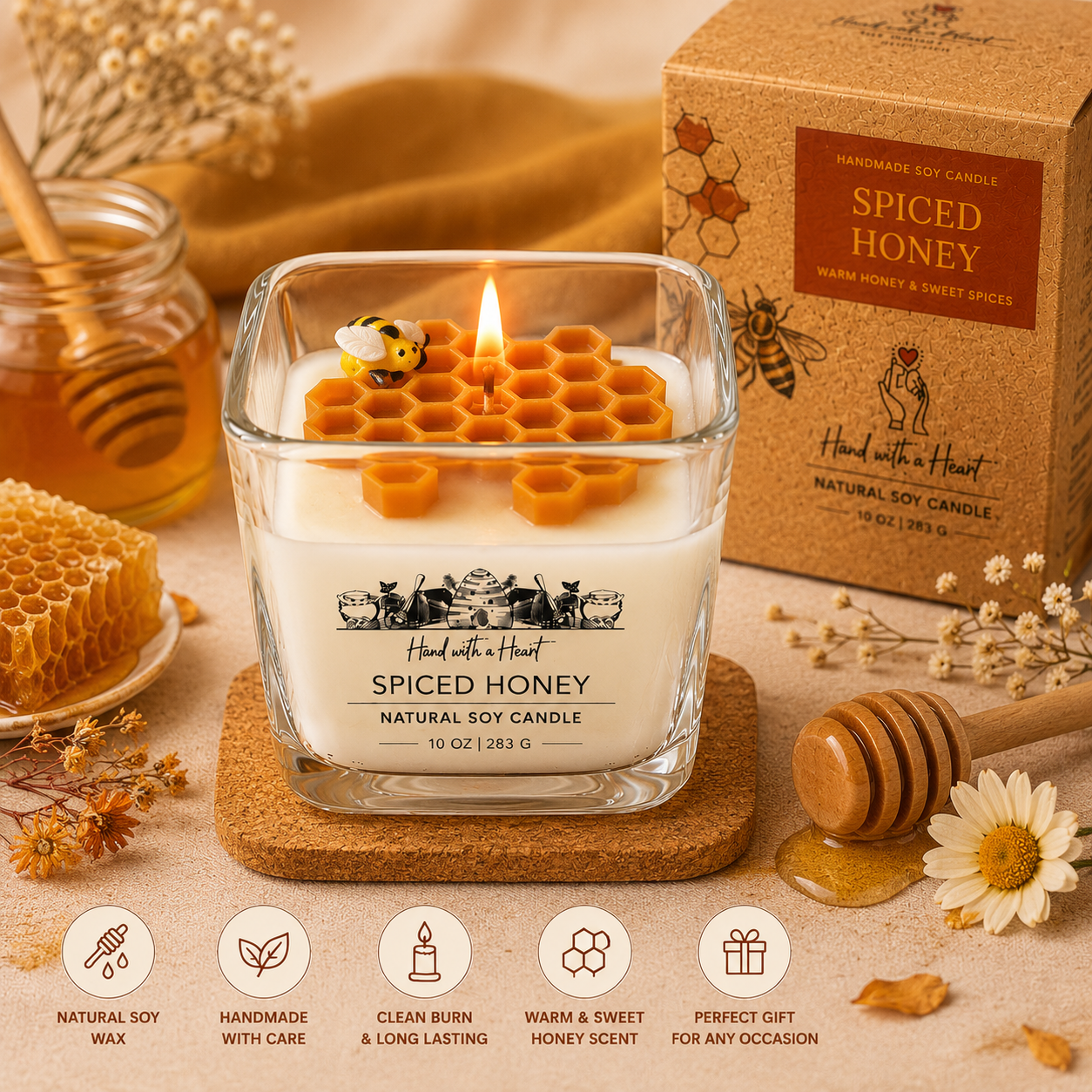 Hand With A Heart Soy Wax Candle | 10 oz