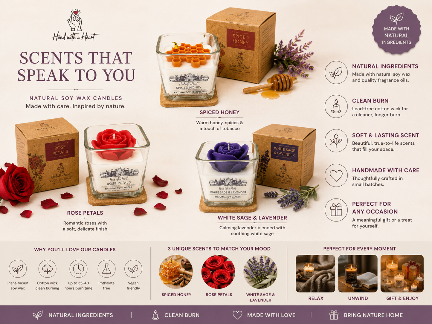 Hand With A Heart Soy Wax Candle | 10 oz