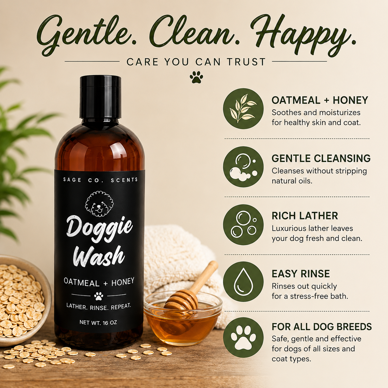 Doggie Wash | Oatmeal & Honey Dog Shampoo