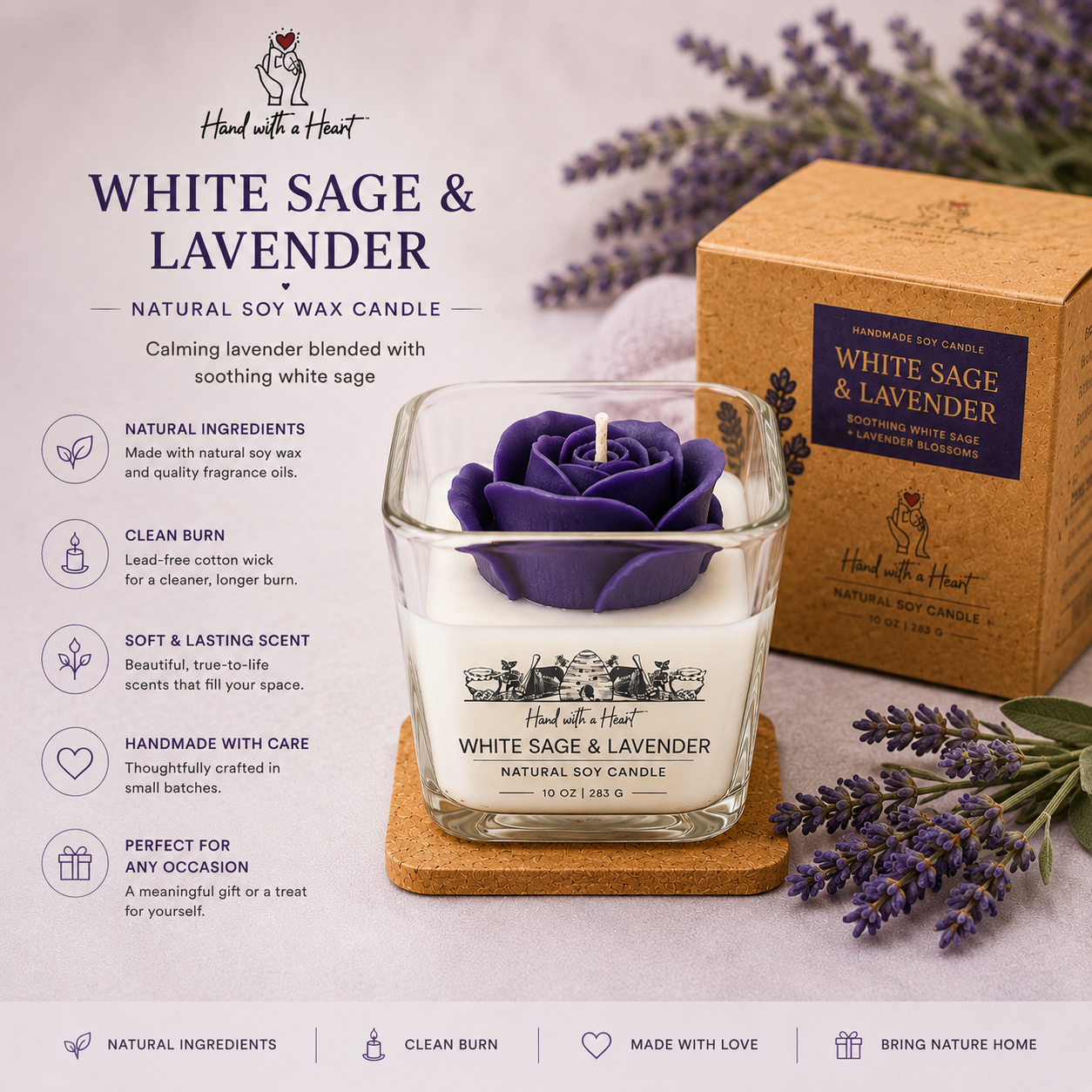Hand With A Heart Soy Wax Candle | 10 oz